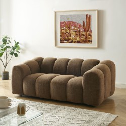 Canapé droit SUNNY 2 places tissu tweed marron