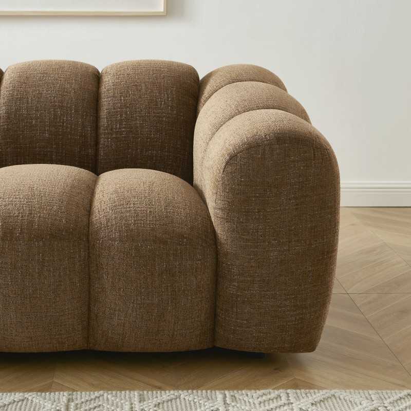 Canapé droit SUNNY 2 places tissu tweed marron