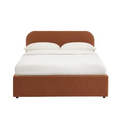 Lit coffre MOKA tissu rouille 140x190 sommier inclus