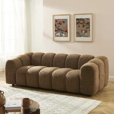 Canapé droit SUNNY 3 places tissu tweed écru