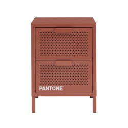 Table de chevet PANTONE métal terracotta double tiroirs 40cm
