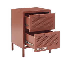 Table de chevet PANTONE métal terracotta double tiroirs 40cm