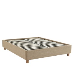 Lit coffre KORALL 160x200 tissu tweed taupe sommier inclus