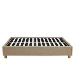 Lit coffre KORALL 160x200 tissu tweed taupe sommier inclus