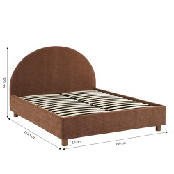 Lit coffre TAIJO velours côtelé marron 160x200 sommier inclus