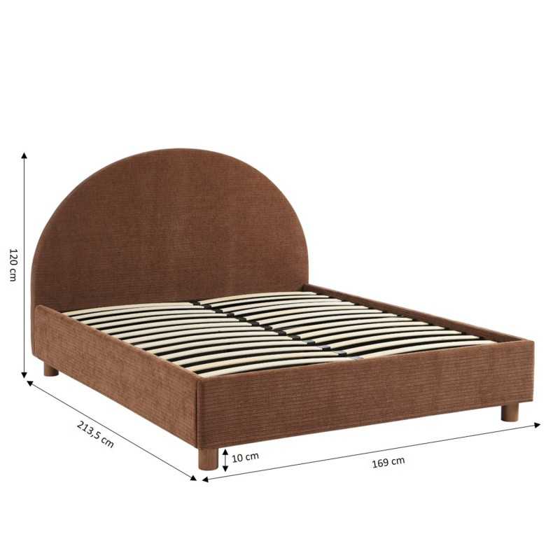 Lit coffre TAIJO velours côtelé marron 160x200 sommier inclus