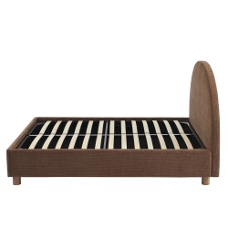 Lit coffre TAIJO velours côtelé marron 160x200 sommier inclus