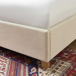 Lit coffre TSUKI tissu beige lin cannage sommier 160x200 inclus