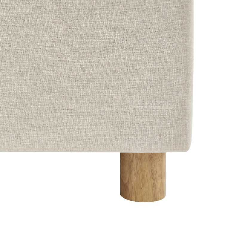 Lit coffre TSUKI tissu beige lin cannage sommier 160x200 inclus