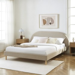 Lit NEBULA tissu grège 160x200 sommier inclus