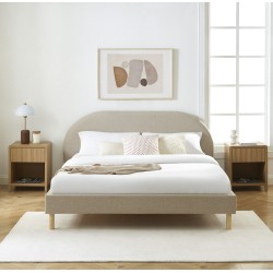 Lit NEBULA tissu grège 160x200 sommier inclus