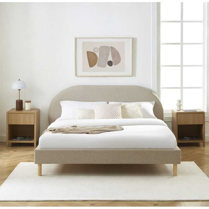 Lit NEBULA tissu grège 160x200 sommier inclus