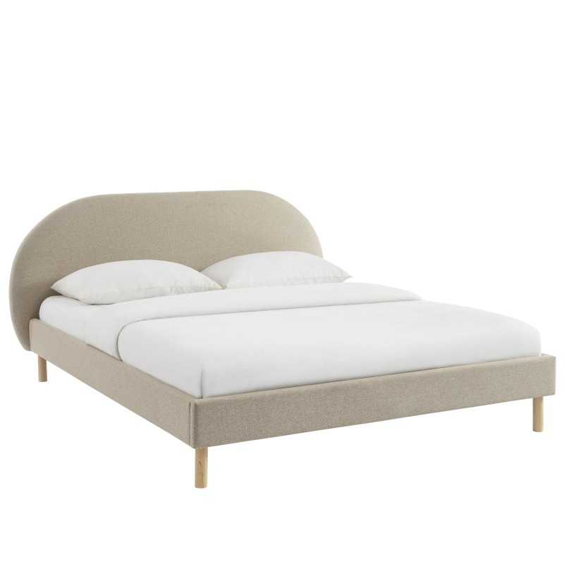 Lit NEBULA tissu grège 160x200 sommier inclus