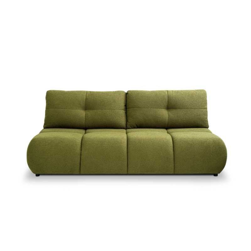 Canapé droit convertible TASCA 3 places tissu bouclette vert olive