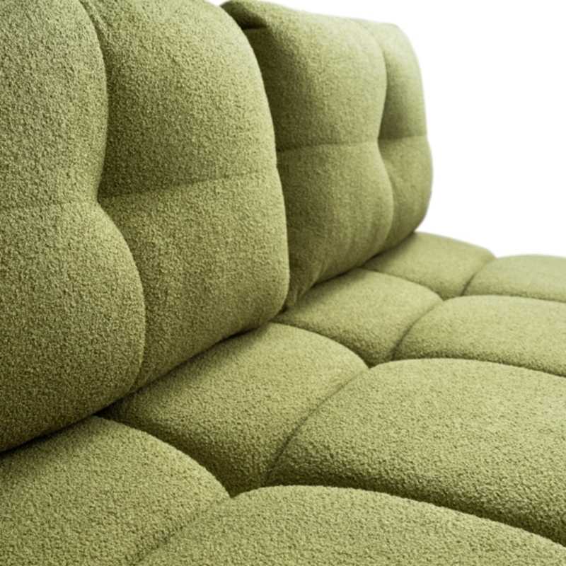 Canapé droit convertible TASCA 3 places tissu bouclette vert olive