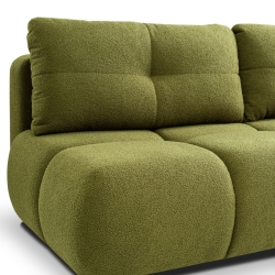 Canapé droit convertible TASCA 3 places tissu bouclette vert olive