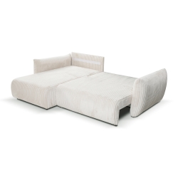 Canapé d'angle convertible et réversible GLORIA 4 places velours côtelé écru