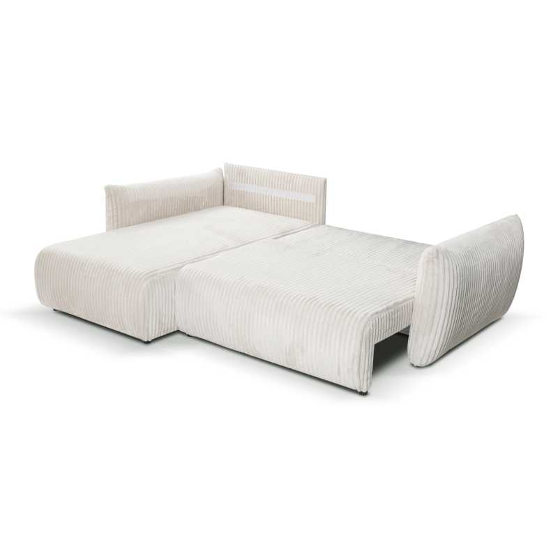 Canapé d'angle convertible et réversible GLORIA 4 places velours côtelé écru