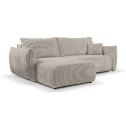 Canapé d'angle convertible et réversible GLORIA 4 places velours côtelé taupe