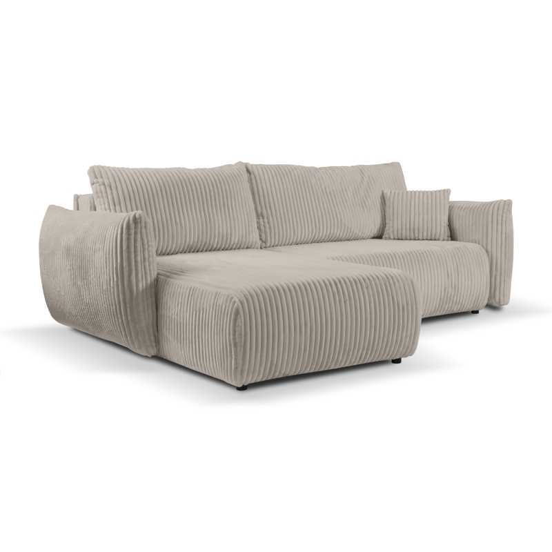 Canapé d'angle convertible et réversible GLORIA 4 places velours côtelé taupe