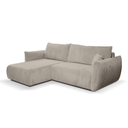 Canapé d'angle convertible et réversible GLORIA 4 places velours côtelé taupe