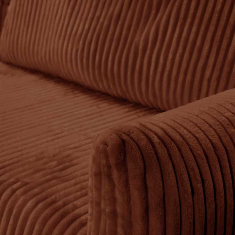 Canapé d'angle convertible et réversible GLORIA 4 places velours côtelé terracotta