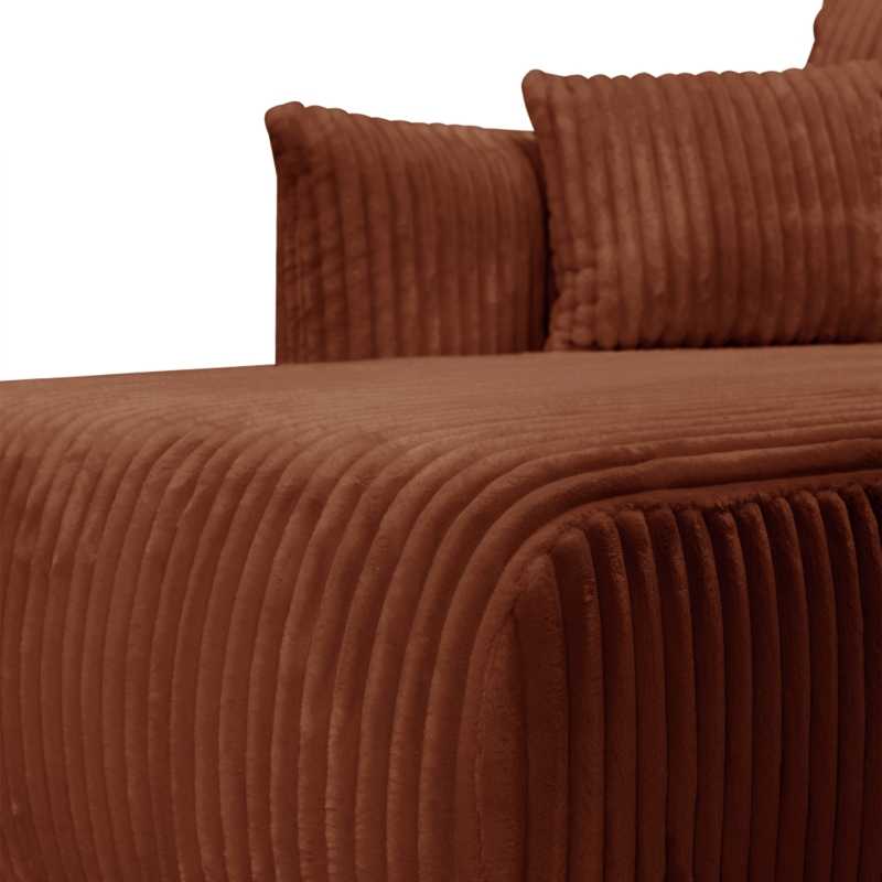 Canapé d'angle convertible et réversible GLORIA 4 places velours côtelé terracotta