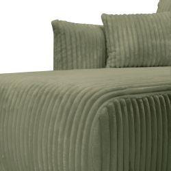 Canapé d'angle convertible et réversible GLORIA 4 places velours côtelé vert sauge