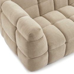 Ensemble canapé droit 3 places + pouf MOODY tissu lin beige