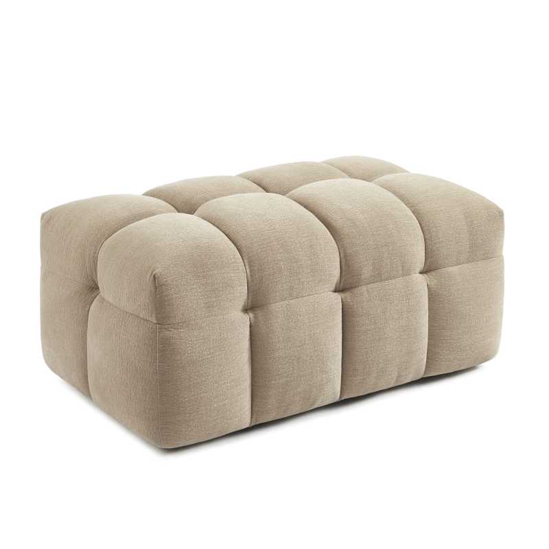 Ensemble canapé droit 3 places + pouf MOODY tissu lin beige