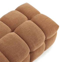Ensemble canapé droit 3 places + pouf MOODY tissu lin écureuil