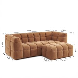 Ensemble canapé droit 3 places + pouf MOODY tissu lin écureuil