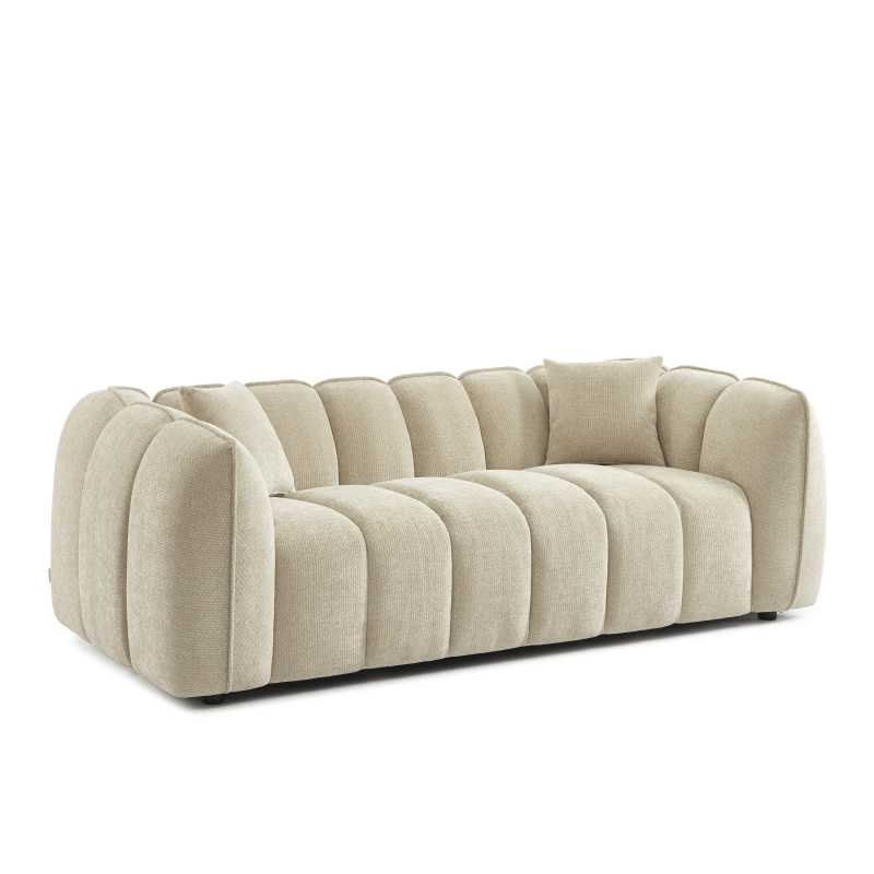 Ensemble canapés droits fixes 3+2 MATILDA tissu chenille beige