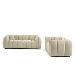 Ensemble canapés droits fixes 3+2 MATILDA tissu chenille beige