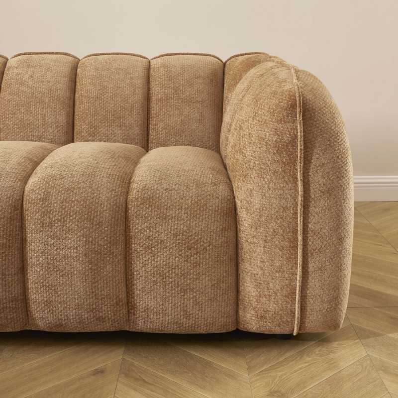 Ensemble canapés droits fixes 3+2 MATILDA tissu chenille terracotta