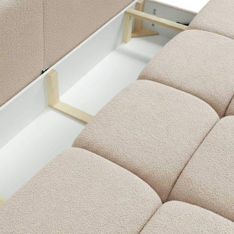 Canapé droit convertible TASCA 3 places tissu bouclette taupe