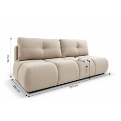 Canapé droit convertible TASCA 3 places tissu bouclette taupe