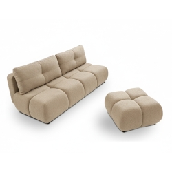 Canapé droit convertible TASCA 3 places tissu bouclette taupe