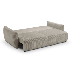 Canapé droit convertible GLORIA 3 places velours côtelé taupe