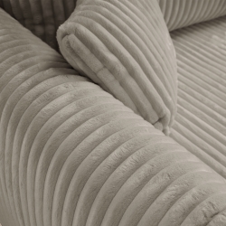 Canapé droit convertible GLORIA 3 places velours côtelé taupe