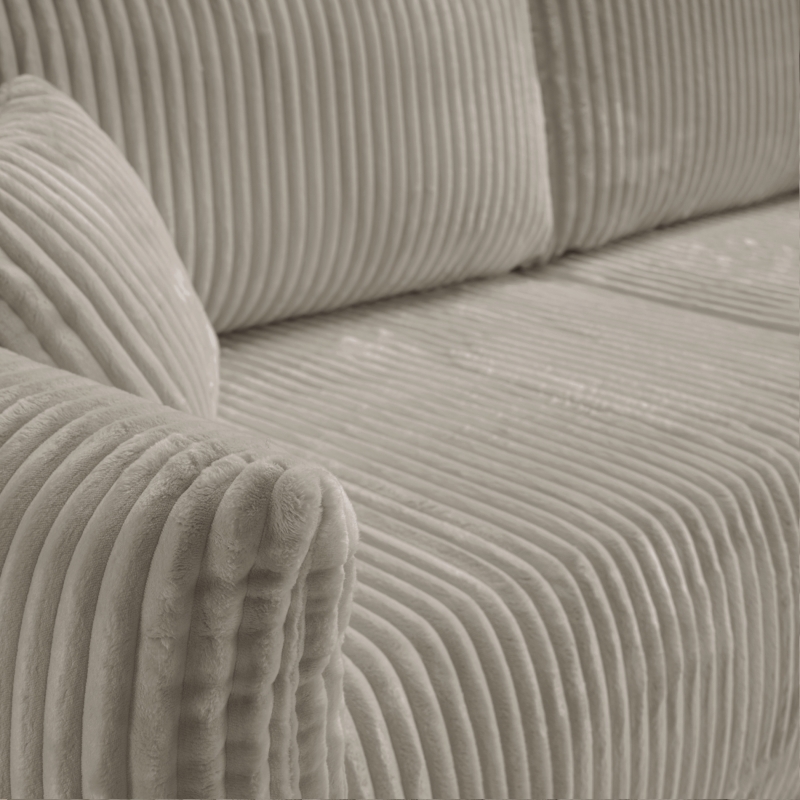 Canapé droit convertible GLORIA 3 places velours côtelé taupe