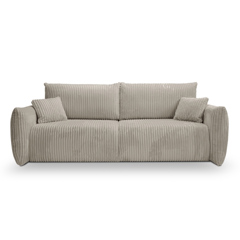 Canapé droit convertible GLORIA 3 places velours côtelé taupe