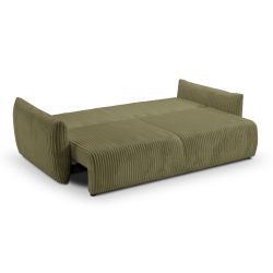 Canapé droit convertible GLORIA 3 places velours côtelé vert sauge