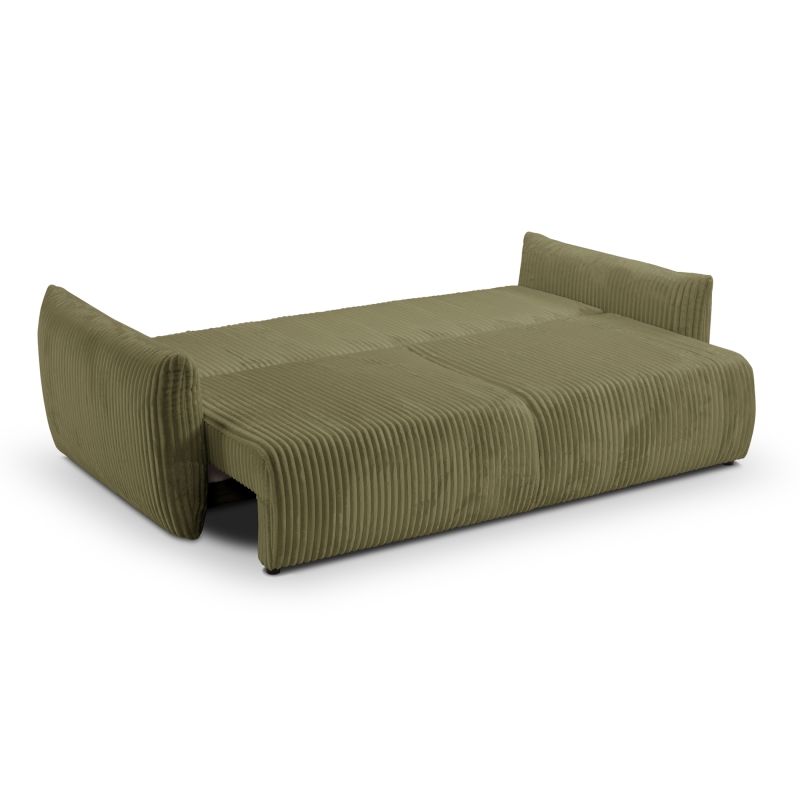 Canapé droit convertible GLORIA 3 places velours côtelé vert sauge