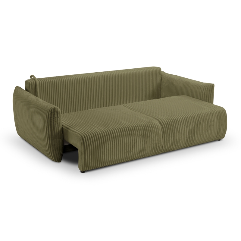 Canapé droit convertible GLORIA 3 places velours côtelé vert sauge