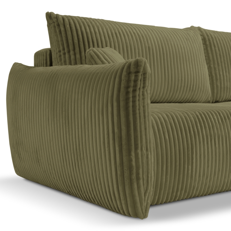 Canapé droit convertible GLORIA 3 places velours côtelé vert sauge