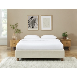 Lit coffre KORALL 160x200 tissu beige lin sommier inclus