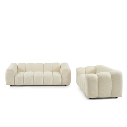 Ensemble canapés droits fixes 3+2 SUNNY tissu tweed écru