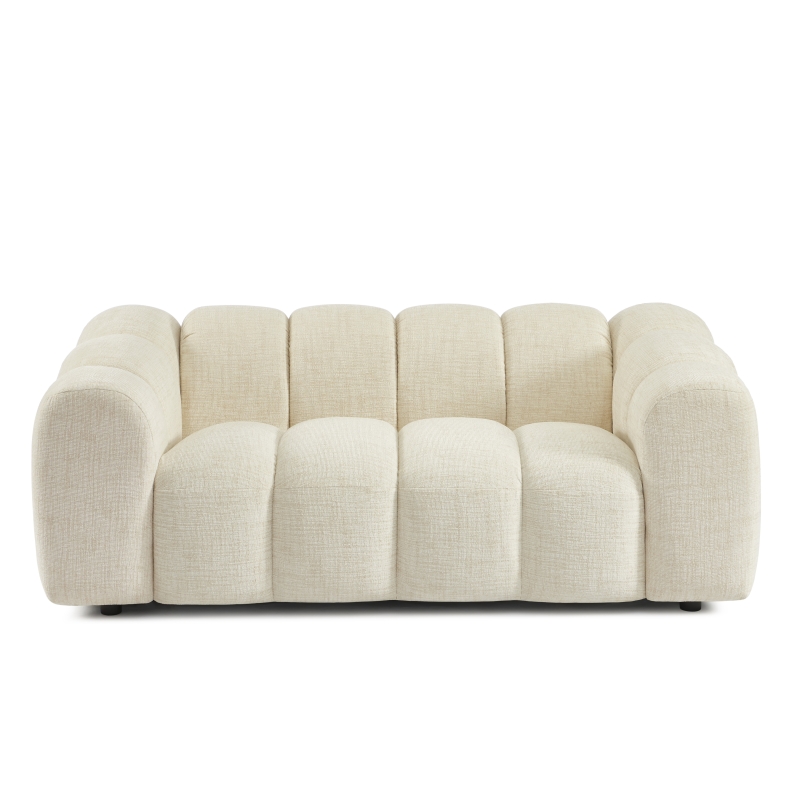 Ensemble canapés droits fixes 3+2 SUNNY tissu tweed écru