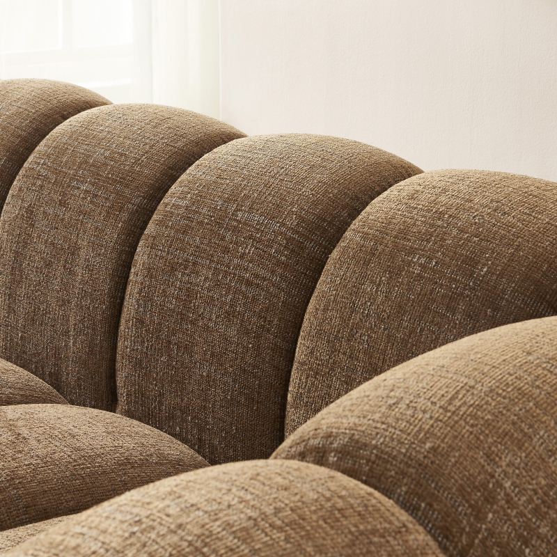 Ensemble canapés droits fixes 3+2 SUNNY tissu tweed marron